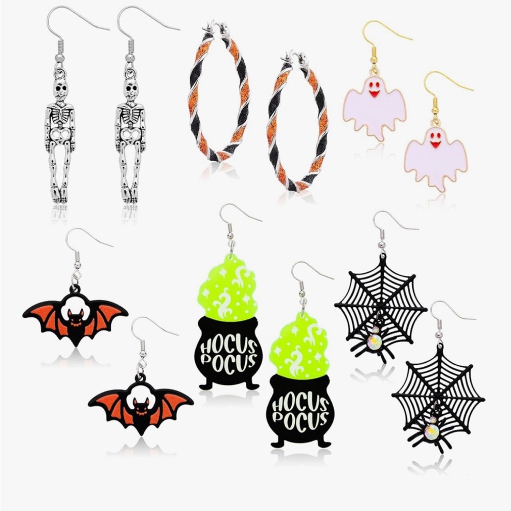 6 Halloween Themed Earring Set